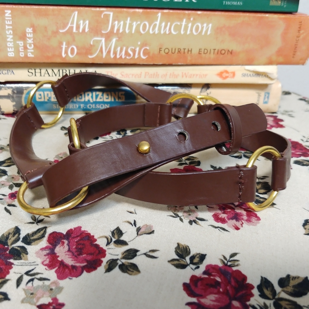 Brown and Gold Faux Leather Belt